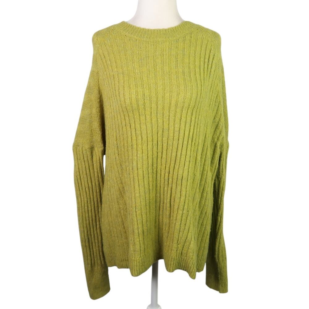 Cyrus chartreuse green ribbed knit pullover sweater M
